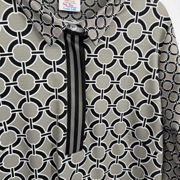 Gretchen Scott Designs Tunic Dress Size Medium Black Gray Geometric Midi - Picture 5 of 11